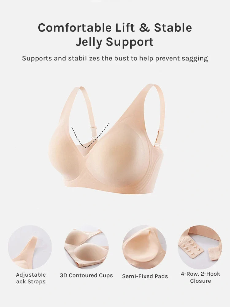 Jelly Wireless Seamless Deep-V Push-Up Bra