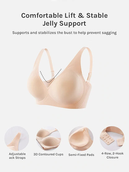 Jelly Wireless Seamless Deep-V Push-Up Bra