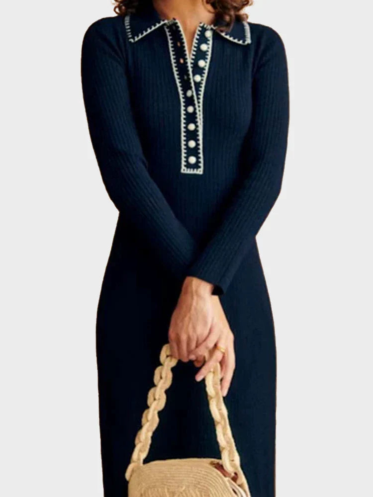 Collared Split Hem Bodycon Dress