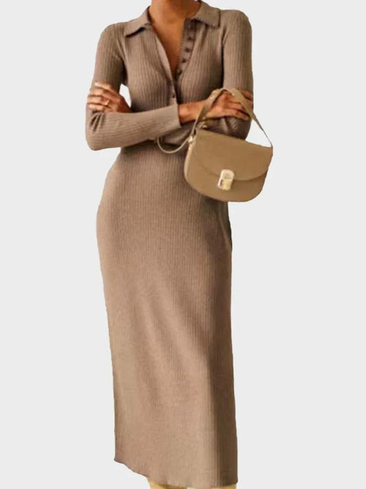 Collared Split Hem Bodycon Dress