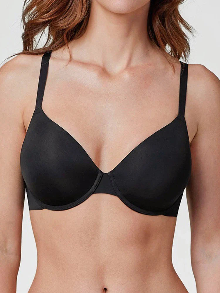 Fits Everybody Push Up Bra for Women-Buttery Soft Scoop Neckline-Padded Underwire Sexy Demi Balconette T Shirt Bras